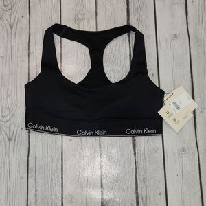 NWT Calvin Klein Black Racerback Sports Bra Womens Size Small